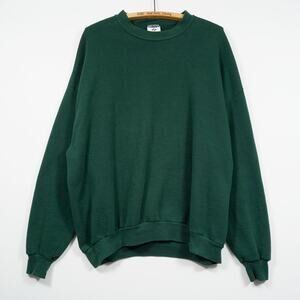 Vintage Jerzees NuBlend Crewneck Sweatshirt Green 3XL Made in USA Bleach Spot